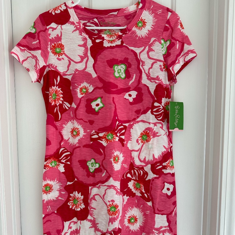 NWT Lilly Pulitzer Emily Dress - Hotty Pink Cherry Begonias - Size S - NEW Tags